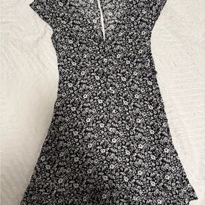 Floral Black and White Dress